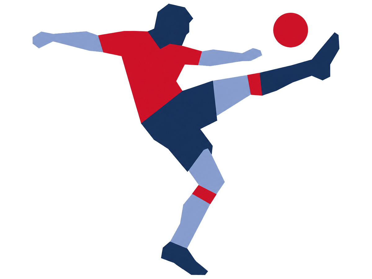 サッカープレイヤーとボールの抽象画